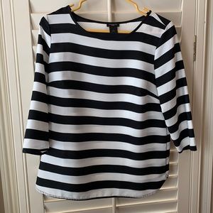 Ann Taylor black and white striped blouse